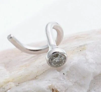 Nuovo Piercing Naso Vero Oro Bianco 750 Brillante Diamante 0,03 Carati 18k - Immagine 1 di 2