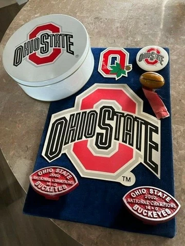 LOT - 7 Collectibles - Ohio State University Buckeyes - Magnets/Pins/Markers/Can Cover
