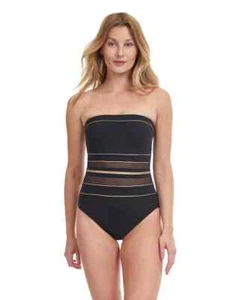 138 $ Gottex Onyx Bandeau trägerloser Einteiler Badeanzug schwarz 12 EJL0125A - Bild 1 von 3
