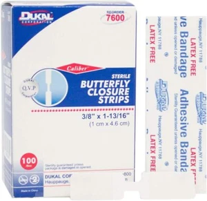 Butterfly Closure Strips. Pack of 100 Adhesive Wound Closure Bandages - Picture 1 of 7