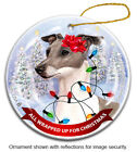 All Wrapped Up Ornament - Blue and White Italian Greyhound