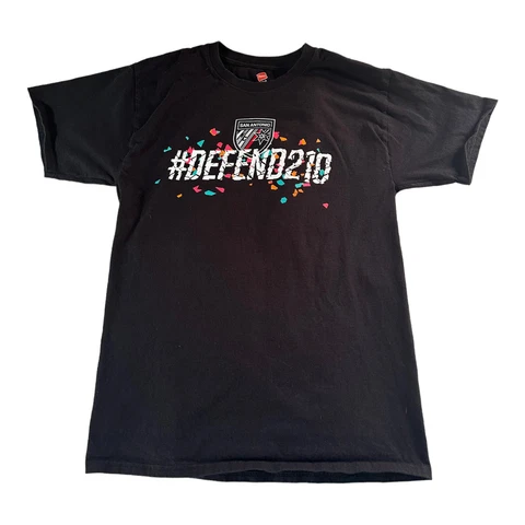 San Antonio FC Hanes Defend 210 Black & Fiesta Color Size Medium T-Shirt Cover