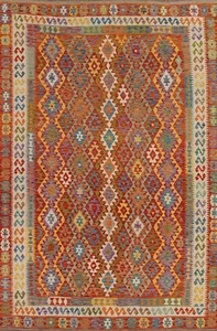 Pastel Color Kilim Hand woven Geometric Oriental Area Rug 8'x11' Reversible Rug - Picture 1 of 10
