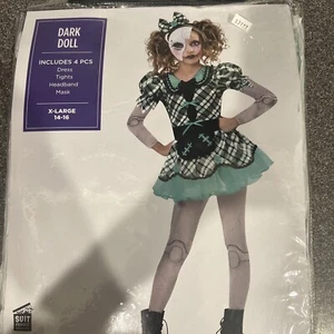 Dark Doll Gothic Porcelain Scary Dead Halloween Child Costume, Sz Girl XL 14-16 - Picture 1 of 12