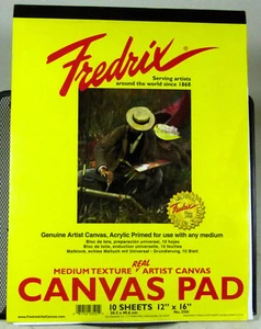 Fredrix No. 3501 12"" x 16"" 10 hojas textura media lienzo de artista real 6 hojas - Imagen 1 de 4