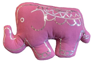 Elephant Silver Sequins Throw Pillow Decor Purple Boho Trunk Up - Image 1 of 4