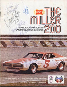 DAVE WATSON DON WHITE RAMO STOTT + signiert 1977 USAC Stock Car Miller 200 Programm - Bild 1 von 11