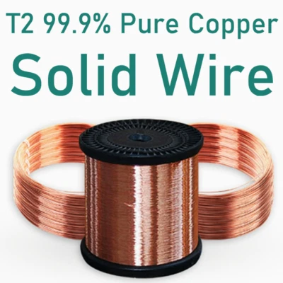Alambre de cobre T2 99,9 % cobre puro sólido sin recubrimiento diámetro 0,2 mm 0,3 mm 0,4 mm ~ 5 mm Foto 1 de 4