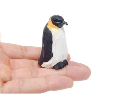 Estatuilla hecha a mano de madera de pingüino estatua pequeña arte escultura decoración miniatura ártico Foto 1 de 4