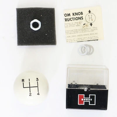 Vintage HURST 1960's USA 4 Speed Knob WHITE 3/8-24 with plastic storage case NEW - Image 1 of 2