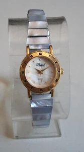Women's Abalone stretch band gold finish fashion dressy casual Watch - Picture 1 of 5