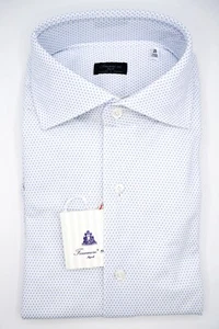 New FINAMORE Napoli HANDMADE Dress EDUARDO Shirt  Size 17 Us 43 Eu (FIN19) - Picture 1 of 2
