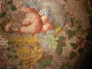 Beautiful 18th century Brocade Panel Metallic Trim Red Velvet Pillow - Picture 1 of 9