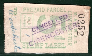 GB Glos M&WJR RAILWAY Parcel Stamp 5d *CANCELLED/CIRENCESTER* STATION SILVER97 - Picture 1 of 8