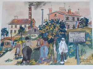 Maurice UTRILLO (1883-1955) RARE GRAVURE POCHOIR MONTMARTRE ECOLE de PARIS 1923 - Imagen 1 de 8