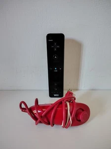 Nintendo Wii Wii Controller SCHWARZ mit NUNCHUK ROT - Bild 1 von 2