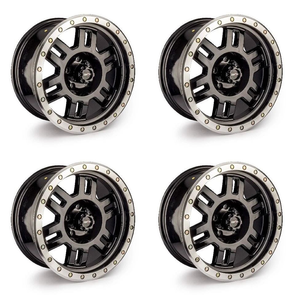 Set 4 15" Vision 398 Manx Gloss Black Machined Lip Wheels 15x8 5x5 Rims -19mm - Image 1 of 4