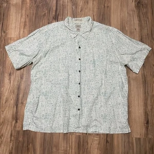 Camisa LL Bean Para Hombre Talla XXL Botones Ajuste Tradicional Verde Azulado Estampado Azteca - Imagen 1 de 13