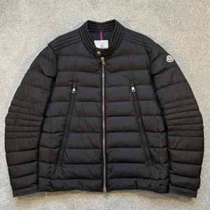 Moncler Amiot schwarz Biker Daunen gefütterte Jacke Größe 5 L/XL 100 % authentisch - Bild 1 von 22