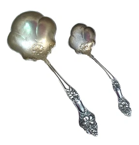 Antique Baker Manchester Sterling Silver Landers #2 Ladles 58.3 g Set of 2 - Picture 1 of 15