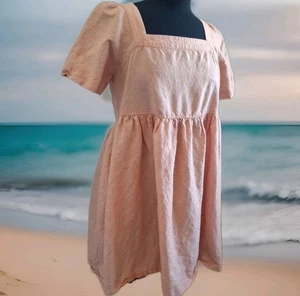 MADEWELL mini abito misto lino Allie pesca S prendisole babydoll damigella da spiaggia - Foto 1 di 12