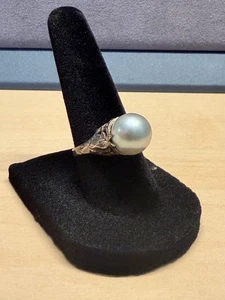 Anello Vintage Estate Argento Sterling 925 e Perle Acqua Salata Azzurra Misura 6 US - Foto 1 di 17