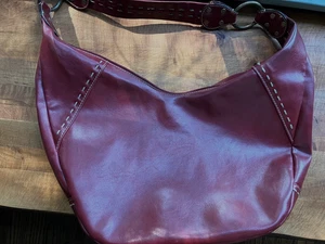 Nine West Burgundy Faux Leather Shoulder Hobo Bag - Picture 1 of 5