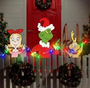 Weihnachtszaun Deko Außen - 3 Stück beleuchtet Weihnachtshof - Bild 1 von 5