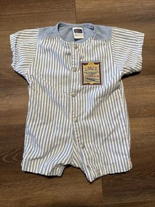 Mono vintage Little Levi’s a rayas azul marino para navegar mameluco a presión talla 12M - Imagen 1 de 8