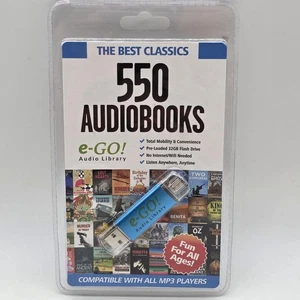 550 Classics Preloaded Audiobooks E-Go Audio Library USB Flash Drive Sealed - Picture 1 of 5