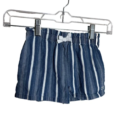 Calvin Klein Jeans Girl's 5 Blue Striped Paperbag Bow Pull On Casual Boho - Image 1 of 4