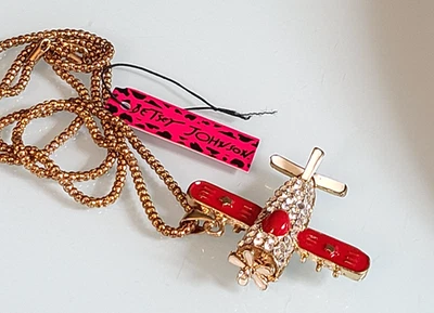 COLLAR AVIÓN CRISTAL ESMALTE ROJO BETSEY JOHNSON 30 PULGADAS WOWSER Foto 1 de 4