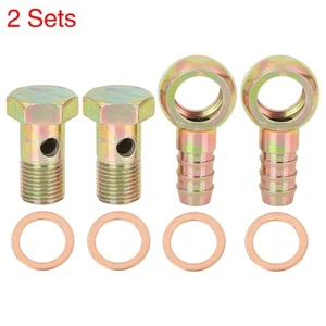 2 Sets 16mm Banjo Hose Barb Bolt Fittings Banjo Bolt Washer Kit Metal for Car - Bild 1 von 6