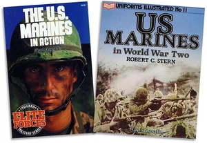 U.S. MARINES IN WW2 + IN ACTION two heavily illustrated mid 1980s USMC books - Foto 1 di 10