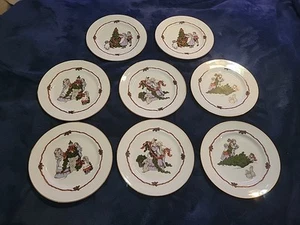 1982 Fitz & Floyd DECK THE HALLS Salat-/Dessertteller 7,5" Weihnachten 8er Set - Bild 1 von 7