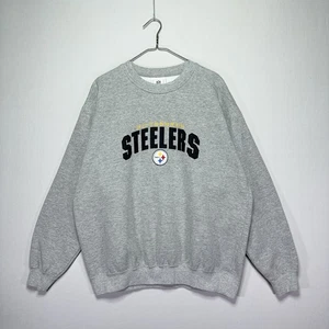 VTG Y2K NFL Brand Pittsburgh Steelers Sweatshirt - Gray - Embroidered - Mens XL - Picture 1 of 5