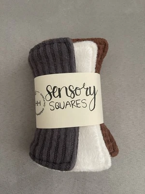 Set Of Three Fabric Sensory Squares Corduroy / Plush / Waffle Handmade - Image 1 of 4