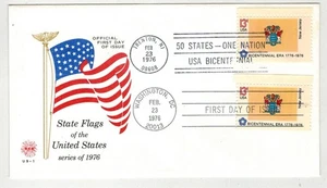 1976 BICENTENNIAL STATEHOOD SCARCE 1ST WEB DUAL FDC 1635 TRENTON NEW JERSEY - Picture 1 of 1