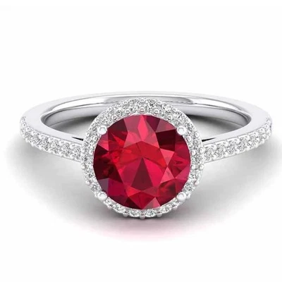 Кольцо с натуральным рубином и бриллиантом круглой огранки 4,60 карата 950 карат с платиновым покрытием - Изображение 1 из 4