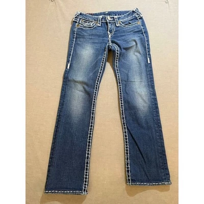 True Religion Billy Super T Jeans Womens Thick Stitch Bootcut Blue Denim 28X29 - Image 1 of 4