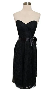 80s 90s Vintage Black Lace Dress Strapless Floral Size 9/10 - Picture 1 of 9