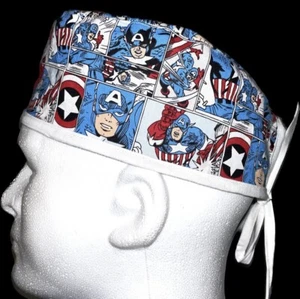 Marvel RARE Captain America Scrub Hat Chemo Cap - Picture 1 of 4