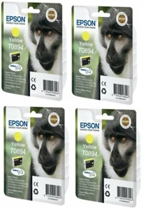 Genuine Epson 4 x T0894 Yellow ink cartridge (Monkey) 100% Guarantee - Picture 1 of 1