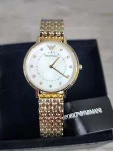 EMPORIO ARMANI LADIES WATCH AR111007 Mother of Pearl Dial Gold Tone Watch - Picture 1 of 10