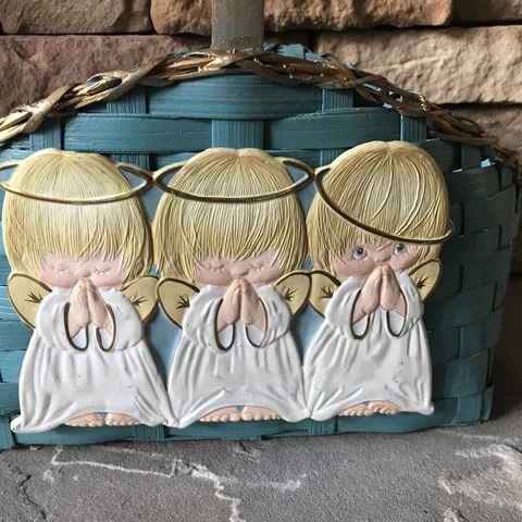 Wicker Basket Angels Herb Floral Flowers Picnic Woven Woodchip Garden Rattan Cover