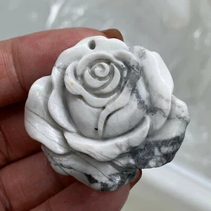 TOP! Natural White Turquoise Carved Quartz Crystal The rosesReiki Healing 1pc - Picture 1 of 11