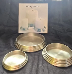 Royal Limited Silver Felt Bottom candle pillar holders set of 3 - Picture 1 of 4