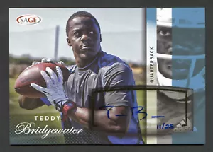 Teddy Bridgewater 2014 Sage Autograph Platinum #11/25 Jets Auto Blue - Picture 1 of 3