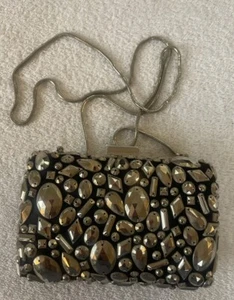 BCBG MAXAZRIA Raine 3D Metal Clutch Color Silver Style PSR107 - Pre Owned - Picture 1 of 7