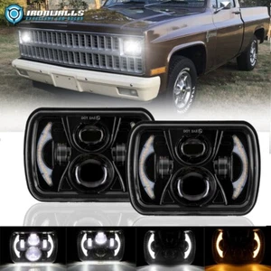 For Chevrolet C10 C20 C30 1981-1986 Pair 7x6 LED Headlight Hi-Lo DRL Turn Signal - Picture 1 of 12